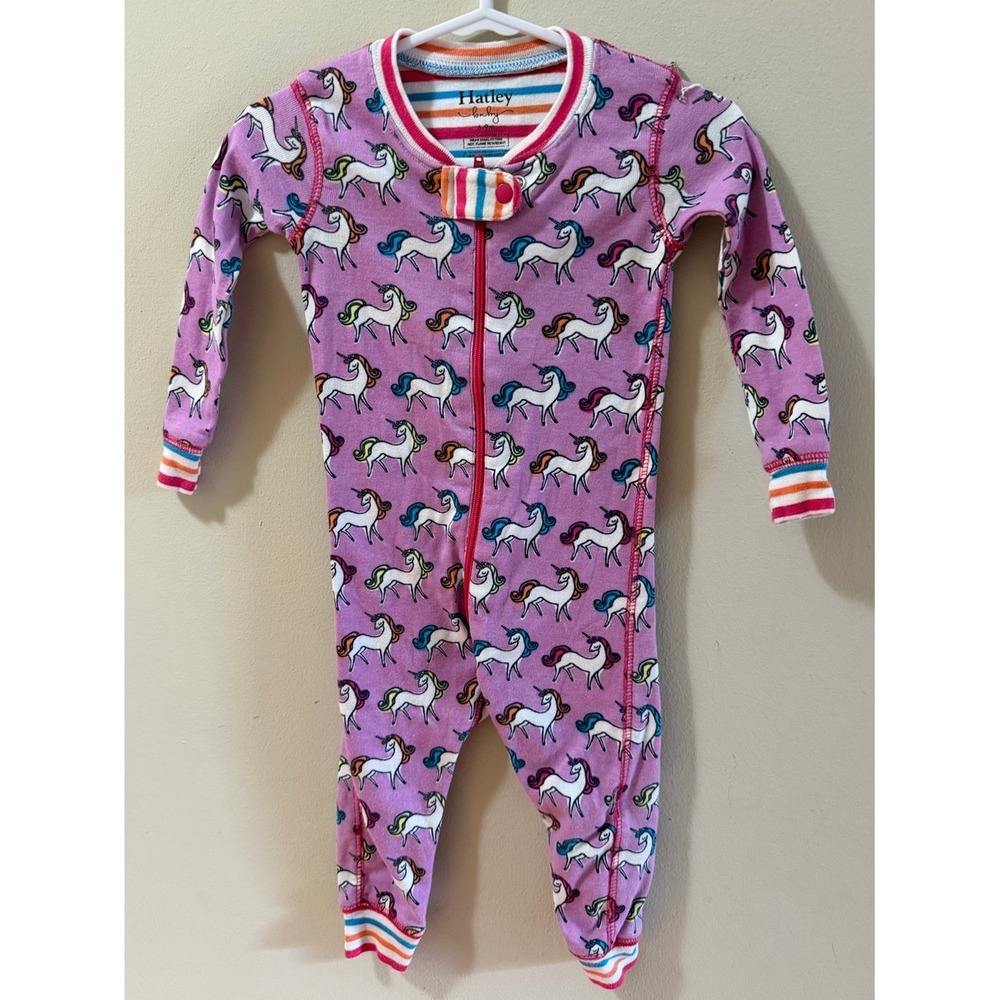 Hatley Baby Girls Purple Unicorn Print Zip Up Sleeper Pajamas 6-9 Months